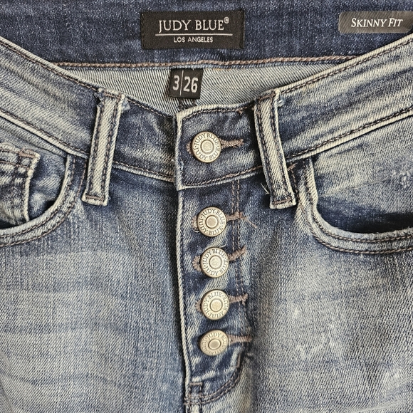 Judy Blue Women's Blue Distressed Jeans - Picture 2 of 14